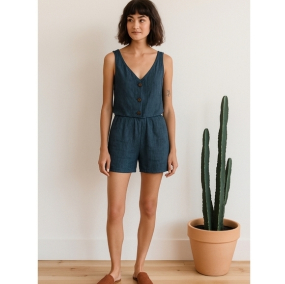 ESBY ROSALIN LINEN ROMPER JUMPER - Picture 1 of 7